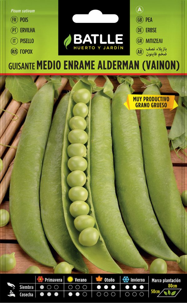 Semillas Guisante Medio Enrame Alderman (vainon) 1Kg