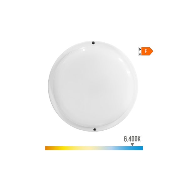 Aplique redondo led con sensor crepuscular y de movimiento 18w 1820lm 6.400k luz fría edm