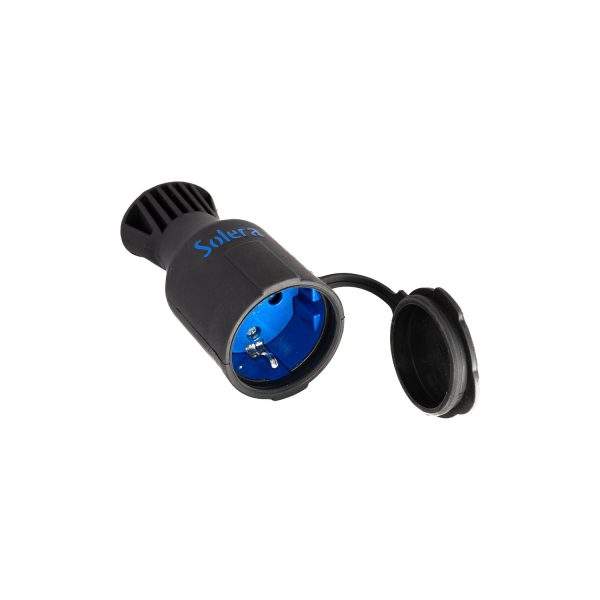 Base móvil bipolar con t/t lateral tipo 2p+t tipo f 16a 250v caucho negro 5707ck solera