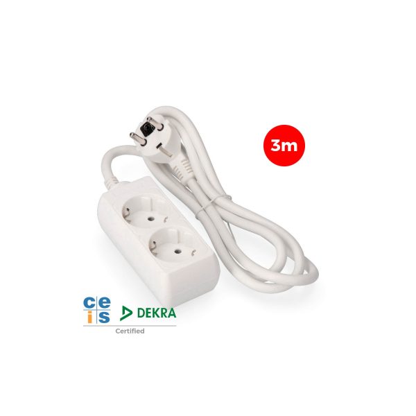 Base multiple 2 tomas t/tl 10/16a tipo f 3m. 3x1,5mm