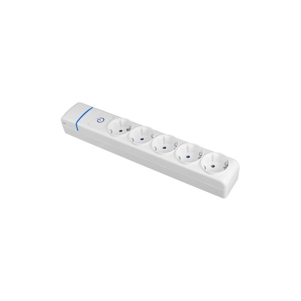 Base múltiple de 5 tomas 2p+t, 16a 250v. con interruptor luminoso. 8005pil solera