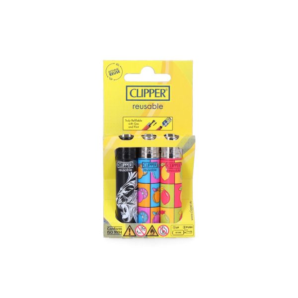 Blister 3 encendedores clipper diseños surtidos cl3j918h