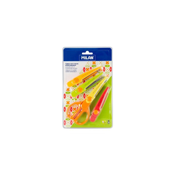 Blister con tijeras zig-zag con 4 hojas intercambiables 16cm milan