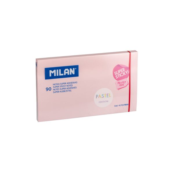 Bloc 90 notas super adhesivas rosa pastel 76x127mm milan