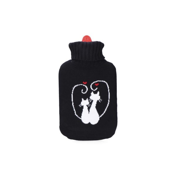 Bolsa de agua caliente negra. modelo gatos enamorados 2 l