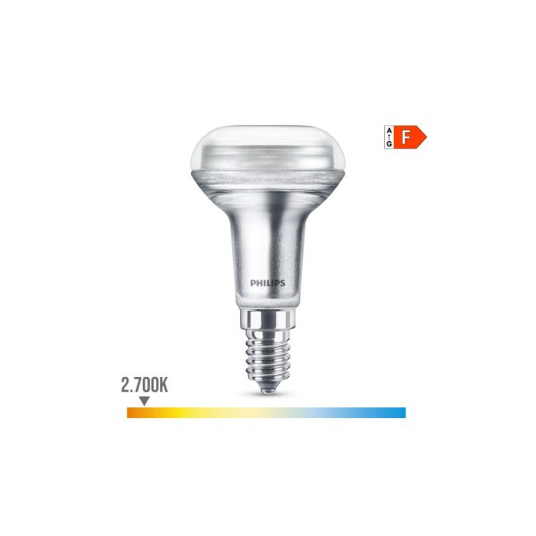 Bombilla reflectora led cla 36d 1,4w r39, 105im e14 2700k. philips