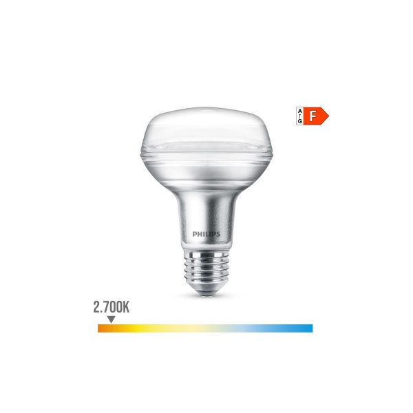 Bombilla reflectora led cla 36d 8w r80, 670im e27 2700k. philips