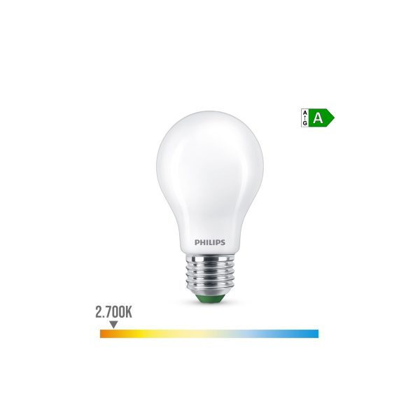 Bombilla ultra efficient led classic 4w 840im e27 2700k, ø6x10,4cm, philips