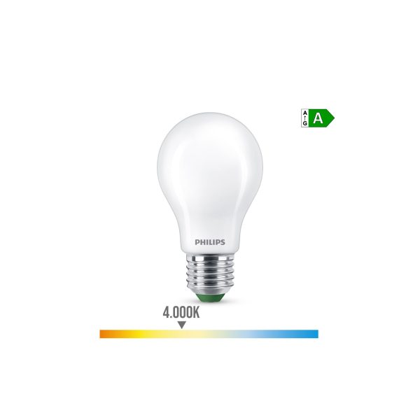 Bombilla ultra efficient led classic 5,2w 1095im e27 4000k, ø6x10,4cm, philips