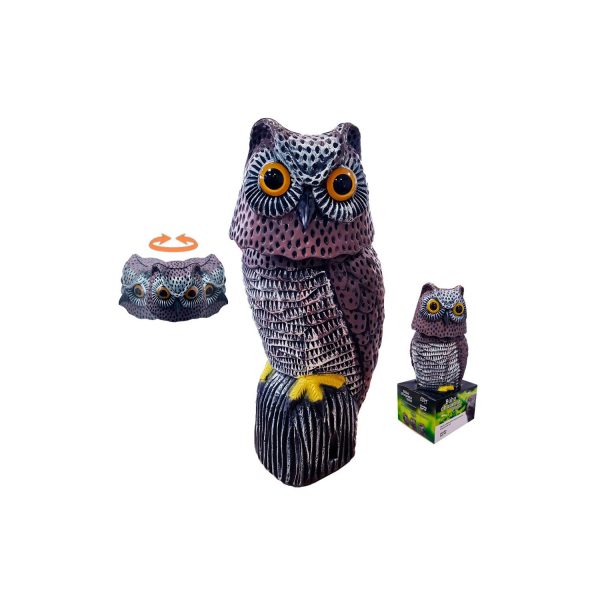 Buho con cabeza giratoria ahuyenta aves 20x38x16cm edm