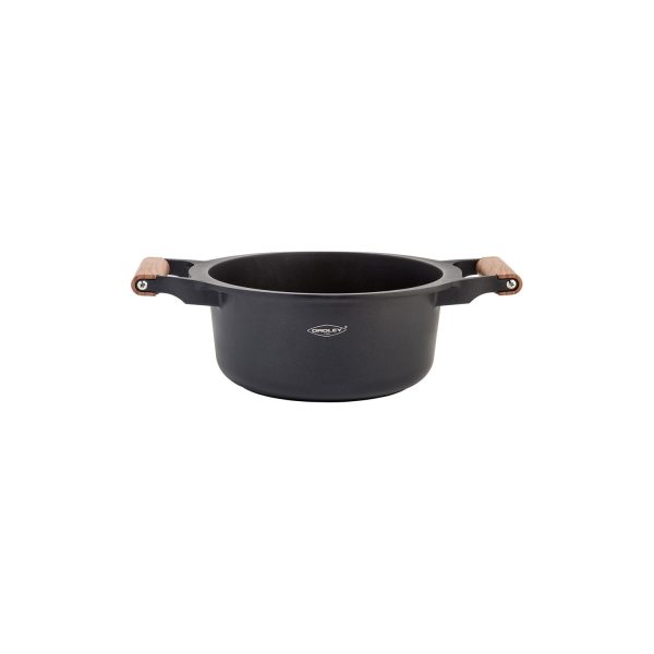 Cacerola baja aluminio fundido c/tapa.mango color madera 26cm nature oroley