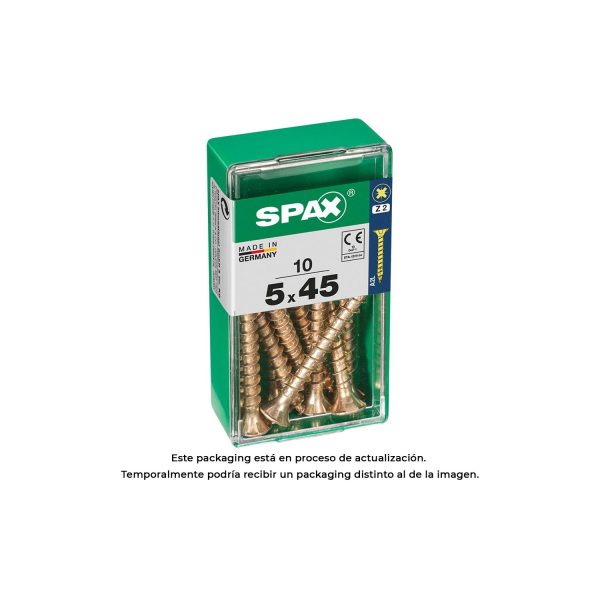 Caja 10 uds. tornillo madera spax cab. plana yellox 5,0x45mm spax