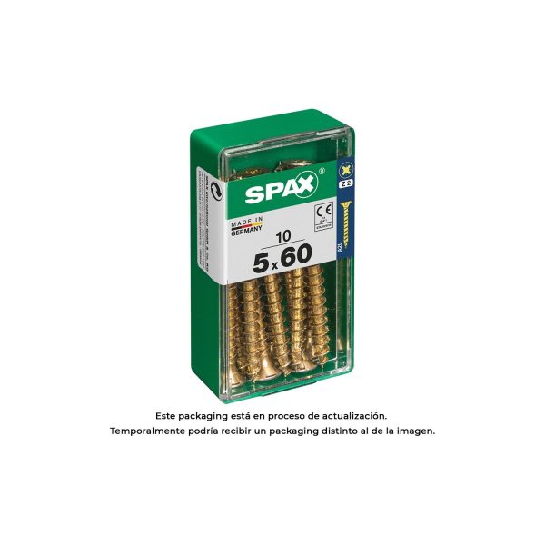 Caja 10 uds. tornillo madera spax cab. plana yellox 5,0x60mm spax