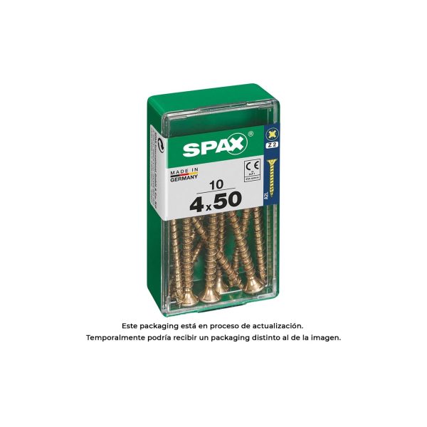 Caja 10 unid. tornillo madera cabeza plana yellox 4,0x50mm spax
