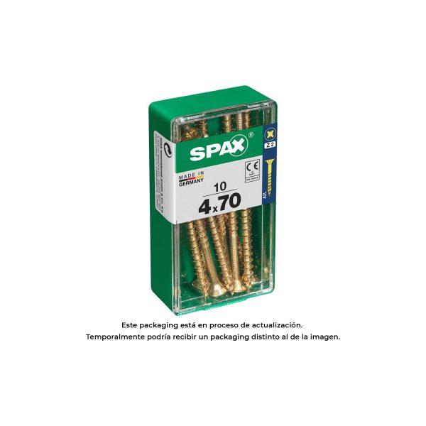 Caja 10 unid. tornillo madera cabeza plana yellox 4,0x70mm spax