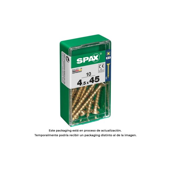Caja 10 unid. tornillo madera cabeza plana yellox 4,5x45mm spax