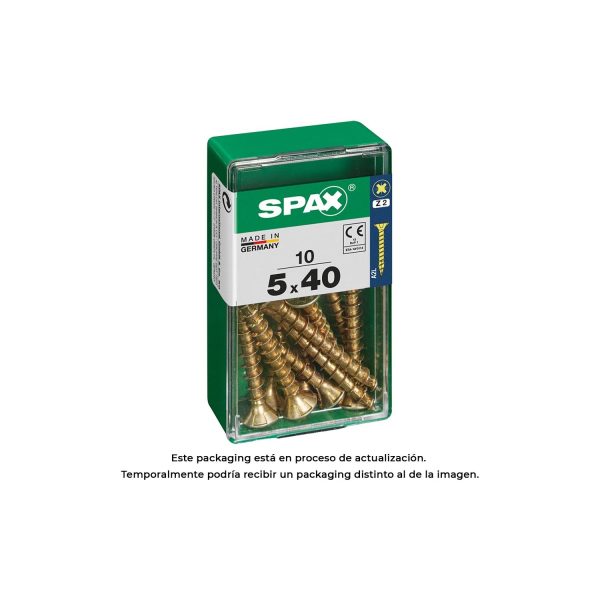 Caja 10 unid. tornillo madera cabeza plana yellox 5,0x40mm spax