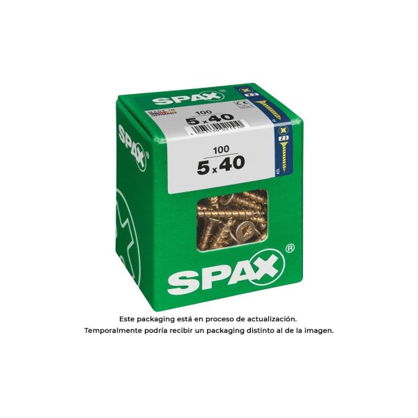 Caja 100 uds. tornillo madera spax cab. plana yellox 5,0x40mm spax