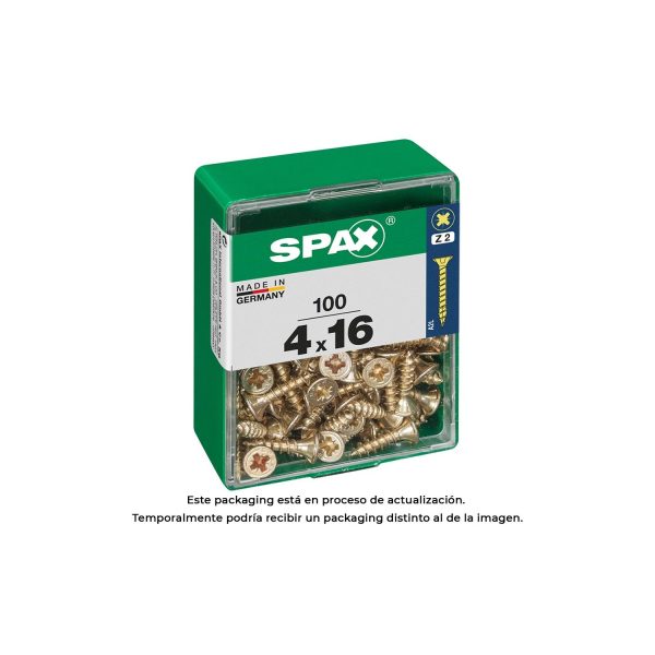Caja 100 unid. tornillo madera cabeza plana yellox 4,0x16mm spax