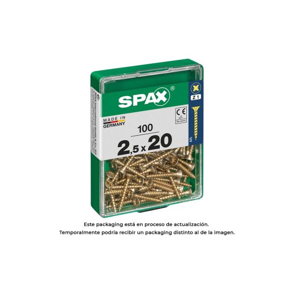 Caja 100 unid. tornillo madera spax cabeza plana yellox 2,5x20mm spax