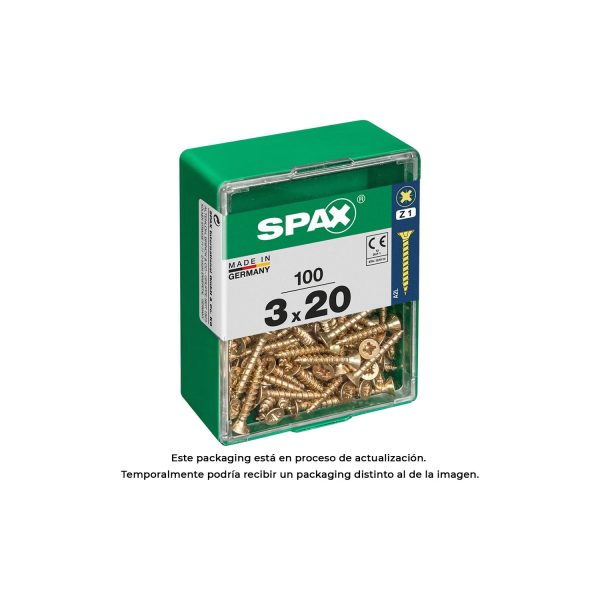 Caja 100 unid. tornillo madera spax cabeza plana yellox 3,0x20mm spax