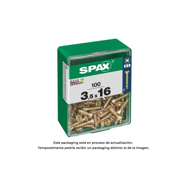 Caja 100 unid. tornillo madera spax cabeza plana yellox 3,5x16mm spax