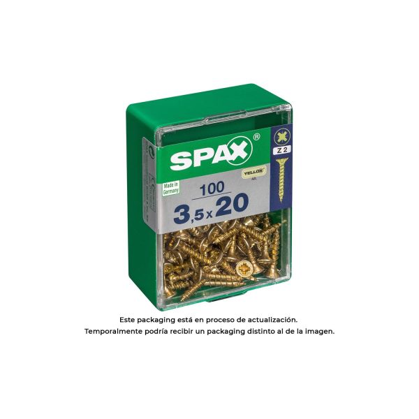 Caja 100 unid. tornillo madera spax cabeza plana yellox 3,5x20mm spax