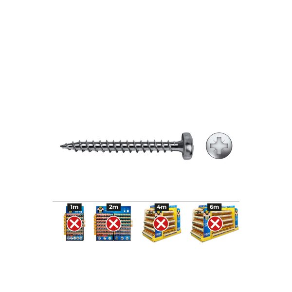 Caja 1000 uds. tornillo madera vlox b rosca completa alomado impronta pz ø 4x25 mm. bicromatado