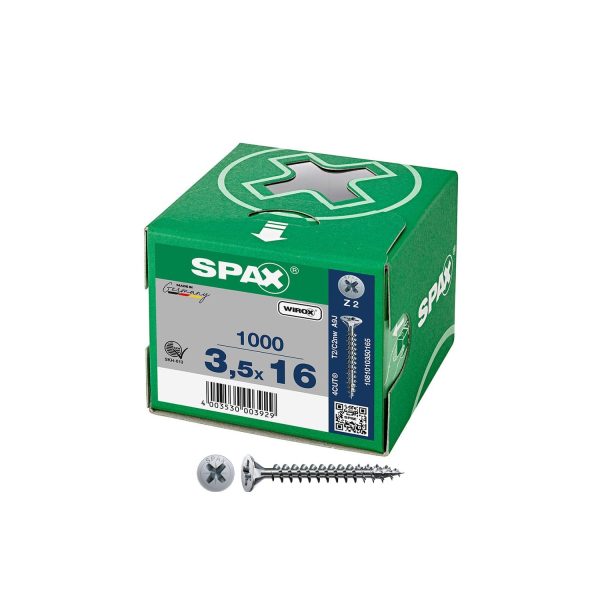 Caja 1000 unid. tornillo universal cabeza plana wirox 3,5x16mm z2