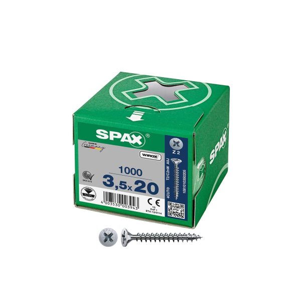 Caja 1000 unid. tornillo universal cabeza plana wirox 3,5x20mm z2