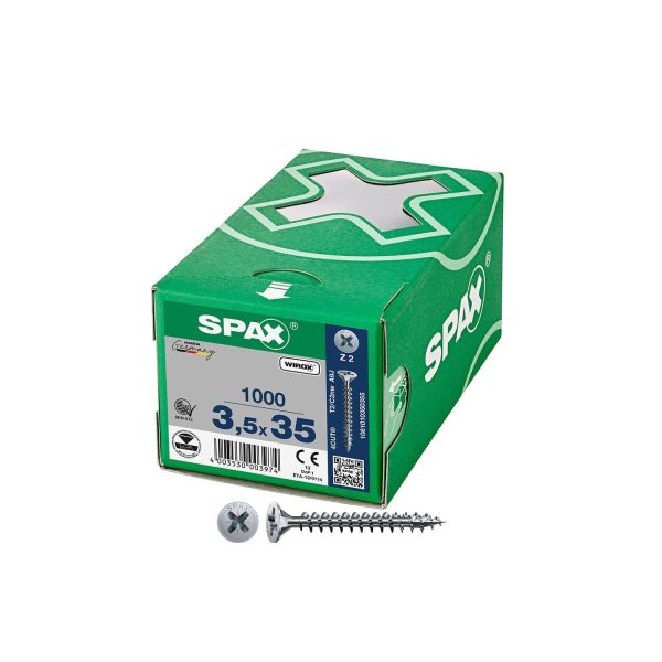 Caja 1000 unid. tornillo universal cabeza plana wirox 3,5x35mm z2