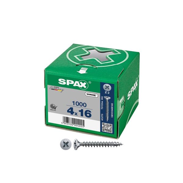 Caja 1000 unid. tornillo universal cabeza plana wirox 4x16mm z2