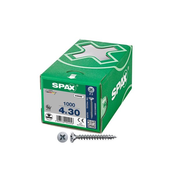 Caja 1000 unid. tornillo universal cabeza plana wirox 4x30mm z2