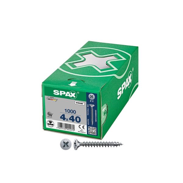 Caja 1000 unid. tornillo universal cabeza plana wirox 4x40mm z2