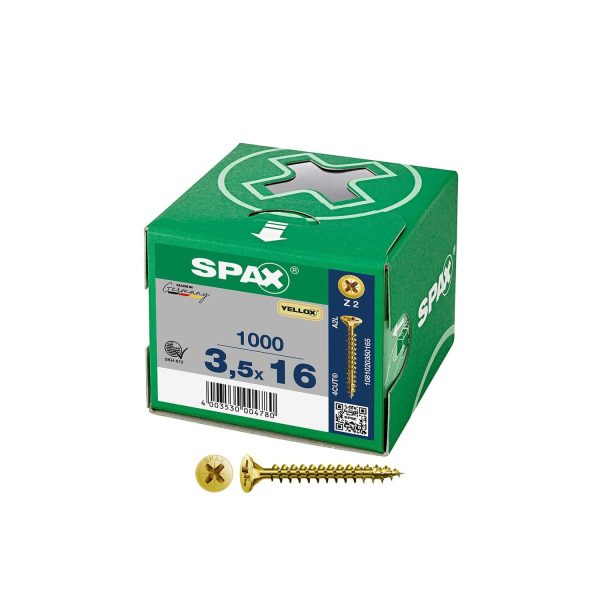 Caja 1000 unid. tornillo universal cabeza plana yellox 3,5x16mm z2