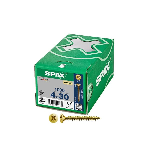 Caja 1000 unid. tornillo universal cabeza plana yellox 4x30mm z2