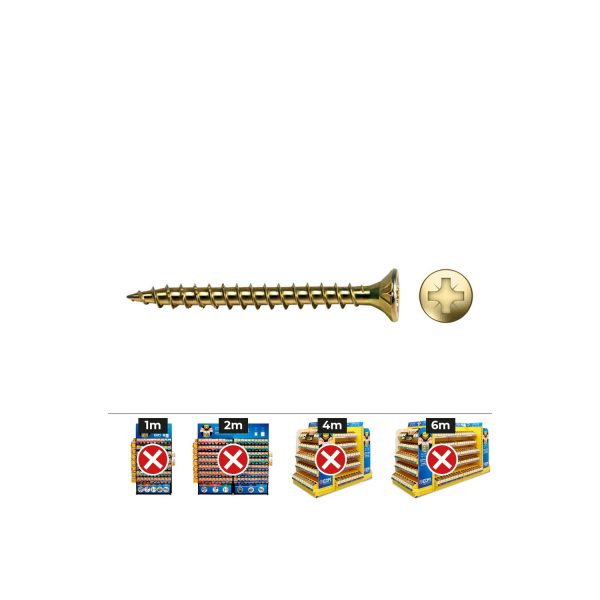 Caja 1000 unidades tornillo madera vlox rosca completa avellanado impronta pz ø4 x 15 mm. bicromatado