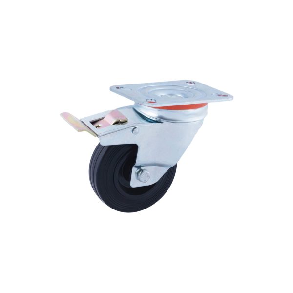 Rueda giratoria ø100mm (rueda) freno goma negra caucho cr29470 afo