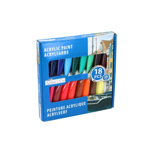 Set 18 pinturas acrílicas 36ml artist&co