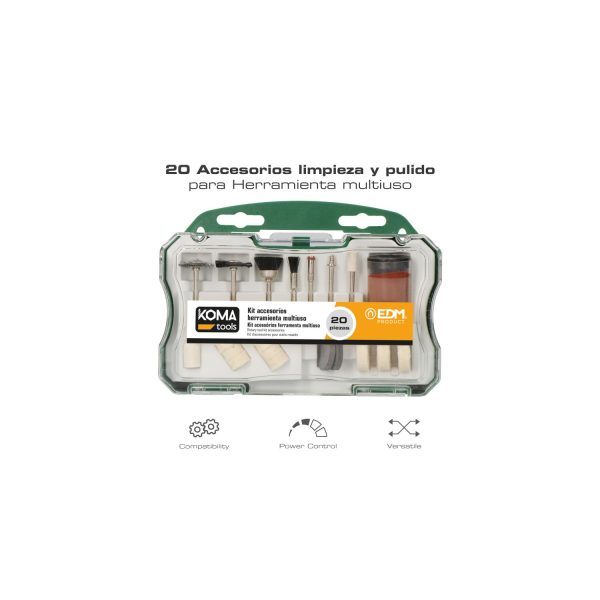 Set 20 accesorios para mini herramienta multiusos rotativa 08709 koma tools