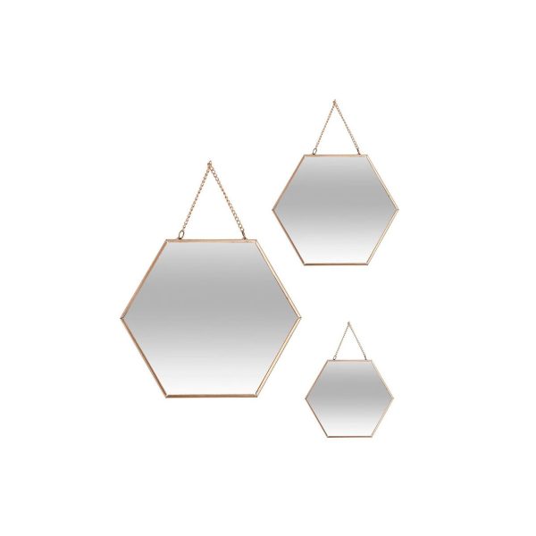 Set 3 espejos oro hexagonales 19,8x17,5cm/25x22,5cm/29,5x26cm