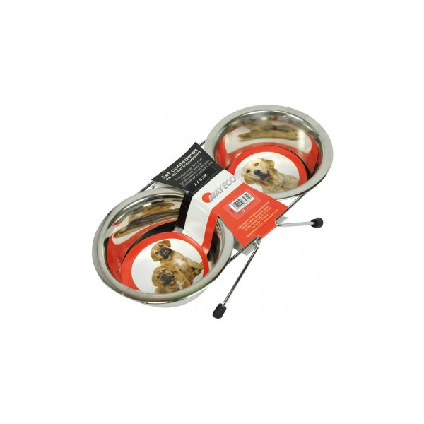 Set comederos acero inoxidable 2x0,35l nayeco