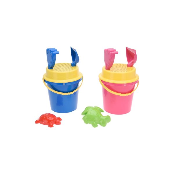 Set cubo infantil de playa 17cm con 5 accesorios