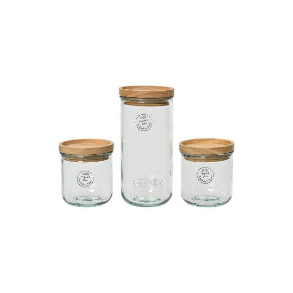 Set de 3 tarros de almacenamiento 100% de cristal reciclado 869702