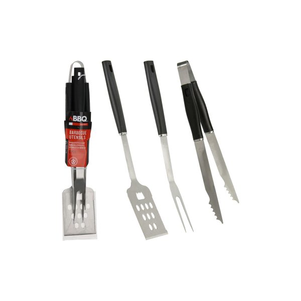 Set de utensilios para barbacoa 3 piezas color negro