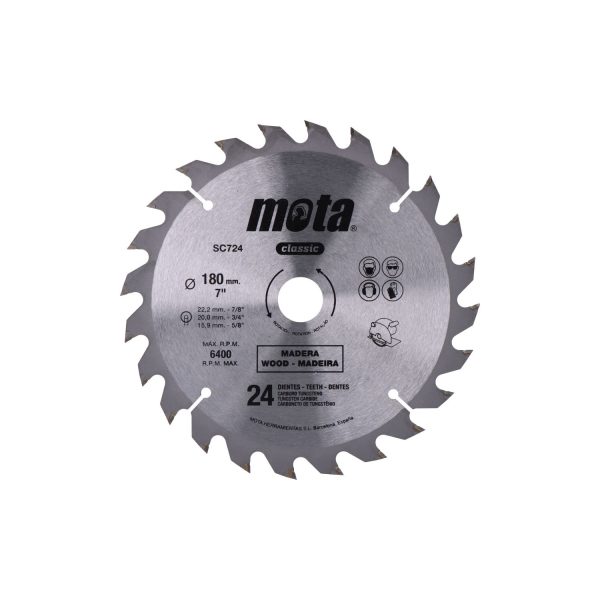 Sierra circular widia ø180mm 24 dientes clp18 sc724 mota