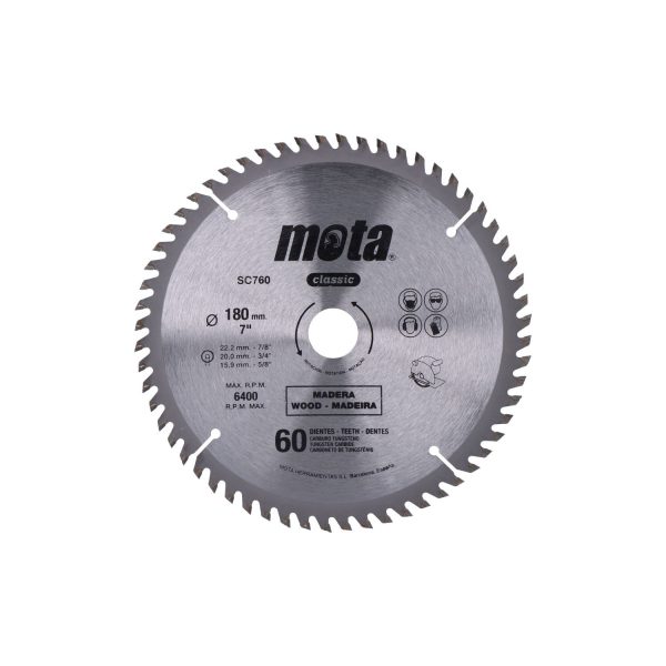 Sierra circular widia ø180mm 60 dientes clp18 sc760 mota