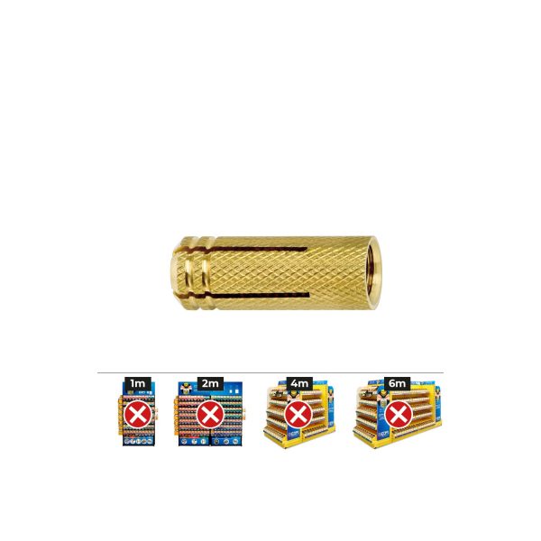 Taco de latón me m8 ø10x30 mm (caja 50 unid)