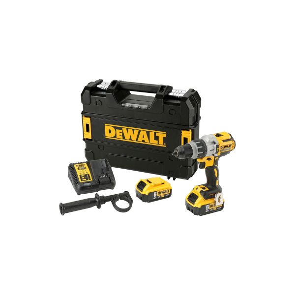 Taladro percutor sin escobillas xr 18v xrp 13mm 95nm con 2 baterías li-ion 5ah y maletín tstak dcd996p2-qw dewalt