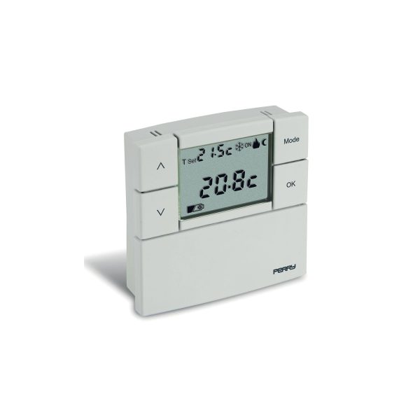 Termostato digital 3v serie "zefiro" 84x84mm color blanco perry